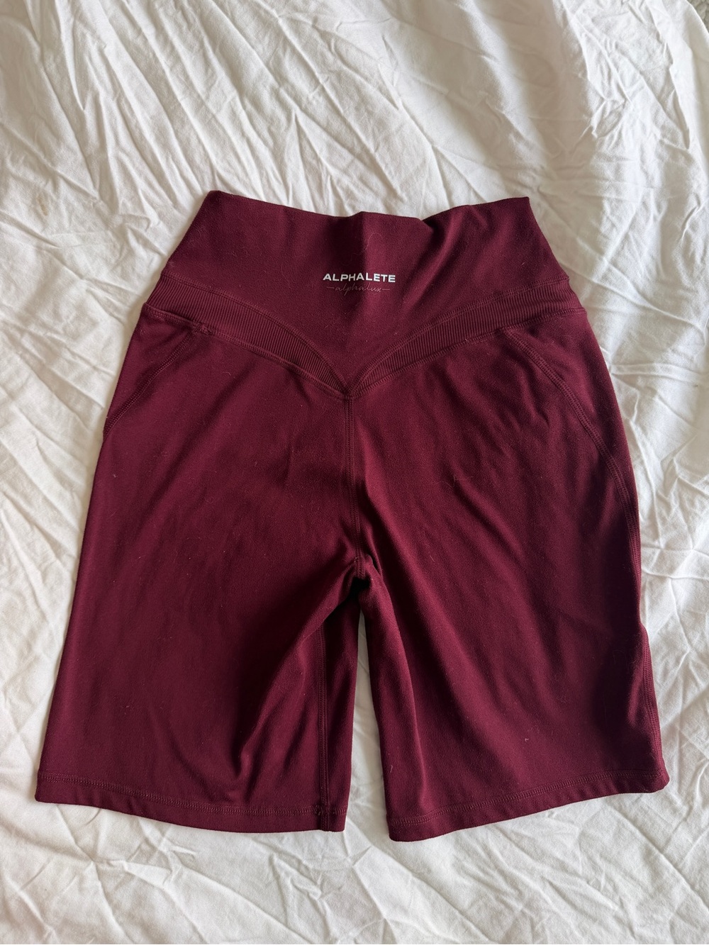 Alphalete Women's High-Waist Maroon Bike Shorts